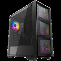 DeepCool MATREXX 50 MESH 4FS, Mid Tower, Mini-ITX/Micro-ATX/ATX/E-ATX, 1xUSB3.0, 2xUSB2.0, 1xAudio, 4x 120mm Tri-color LED Fans, Tempered Glass, Mesh Panel, Black - Аксесоари, Кутии, Вентилатори