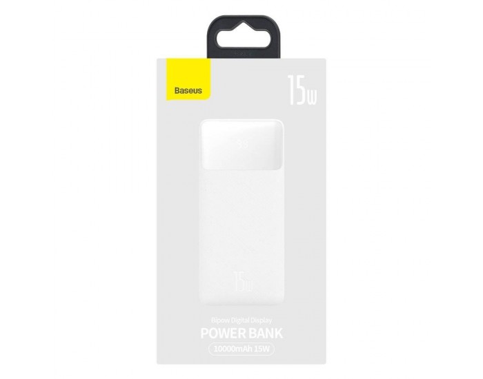 Външна батерия Baseus Bipow Digital Display 10000 mAh 15W 2 USB / USB-C PPDML-I02 - бяла