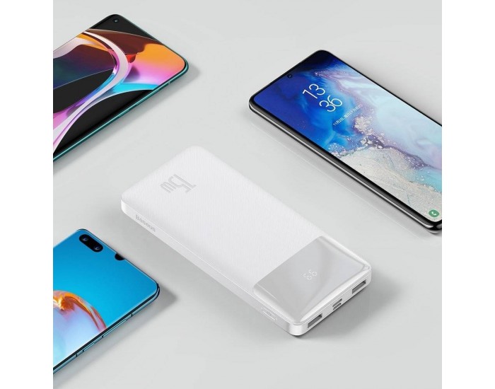 Външна батерия Baseus Bipow Digital Display 10000 mAh 15W 2 USB / USB-C PPDML-I02 - бяла