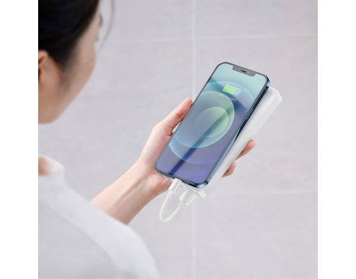 Външна батерия Baseus Bipow Digital Display 10000 mAh 15W 2 USB / USB-C PPDML-I02 - бяла