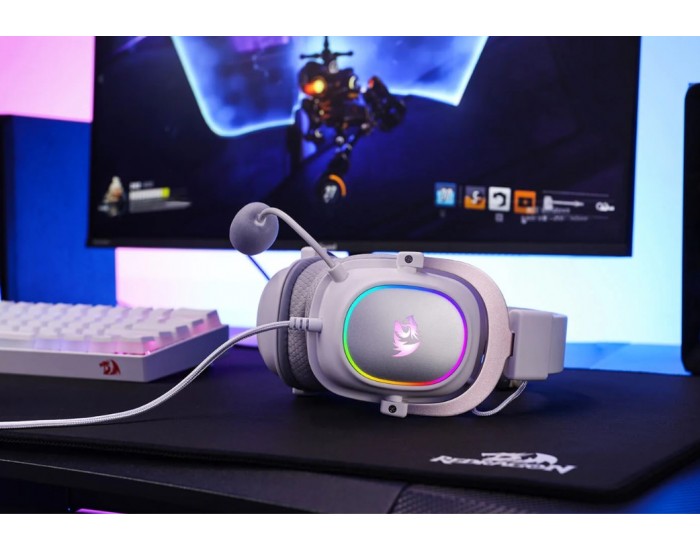 Геймърски слушалки Redragon H510W-RGB Zeus X RGB - бели