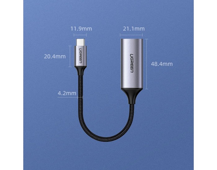 Адаптер Ugreen USB Type C към HDMI 2.0, 4K @ 60 Hz Thunderbolt 3 за MacBook / PC 70444 - сив