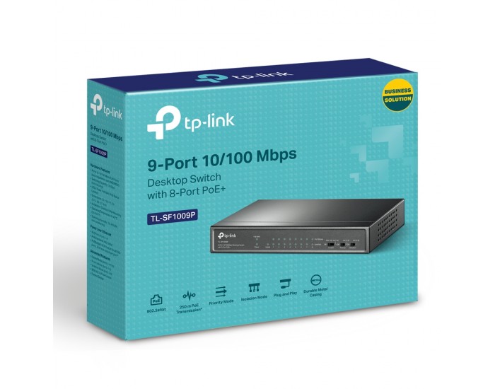 9-портов 10/100Mbps Desktop комутатор TP-Link TL-SF1009P с 8-PoE+ порта