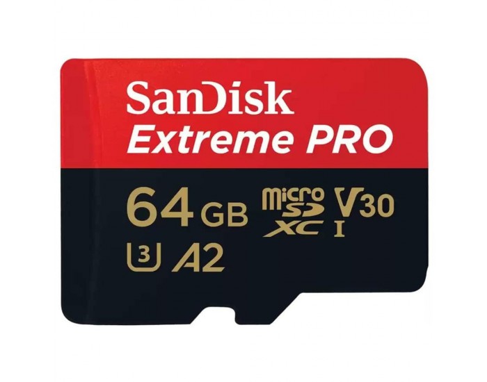 SanDisk Extreme PRO microSDXC 64GB + SD Adapter + 2 years RescuePRO Deluxe up to 200MB/s & 90MB/s Read/Write speeds A2 C10 V30 UHS-I U3; EAN:619659188573