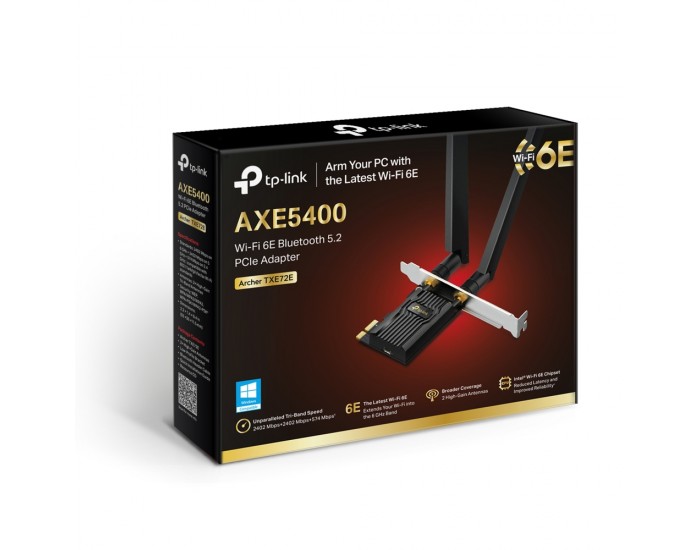 Безжичен PCIe адаптер TP-Link Archer TXE72E AXE5400 Wi-Fi 6E