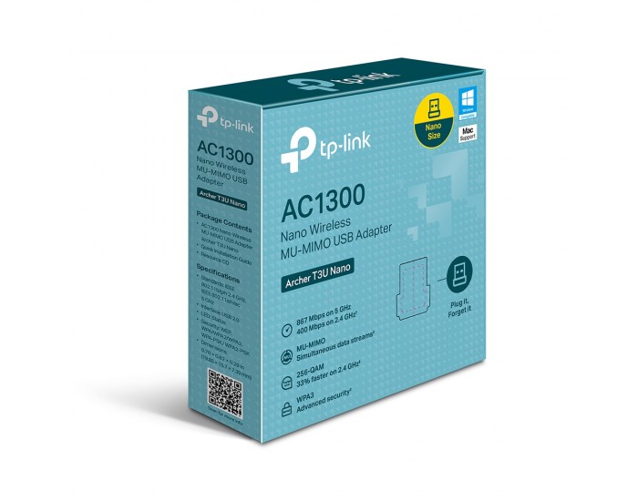 Безжичен нано USB адаптер TP-Link Archer T3U Nano AC1300 MU-MIMO