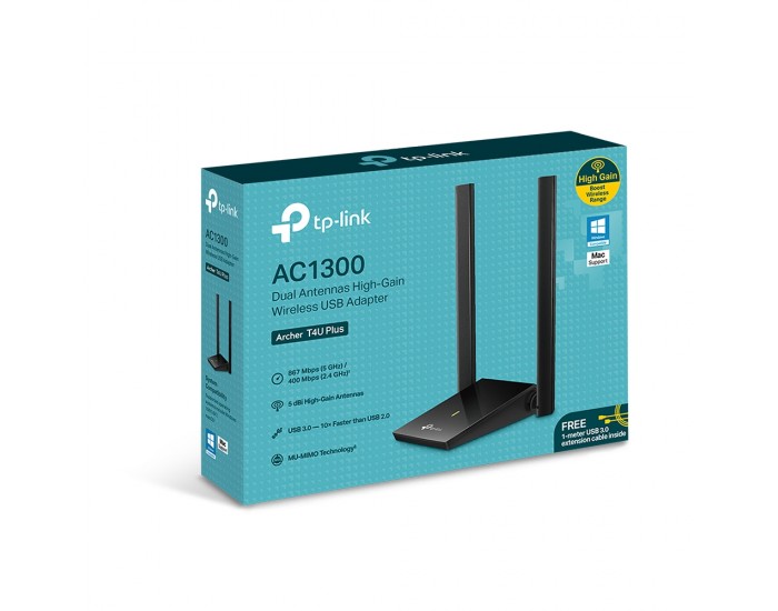 Безжичен USB 2-лентов адаптер TP-Link Archer T4U Plus AC1300