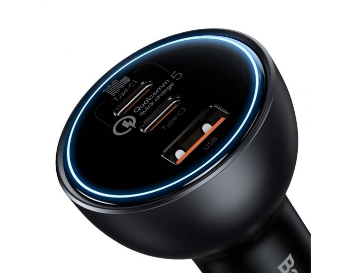 Зарядно за кола Baseus Qualcomm Quick Charge 5 USB, 2x USB-C, 160W TZCCZM-0G - сиво