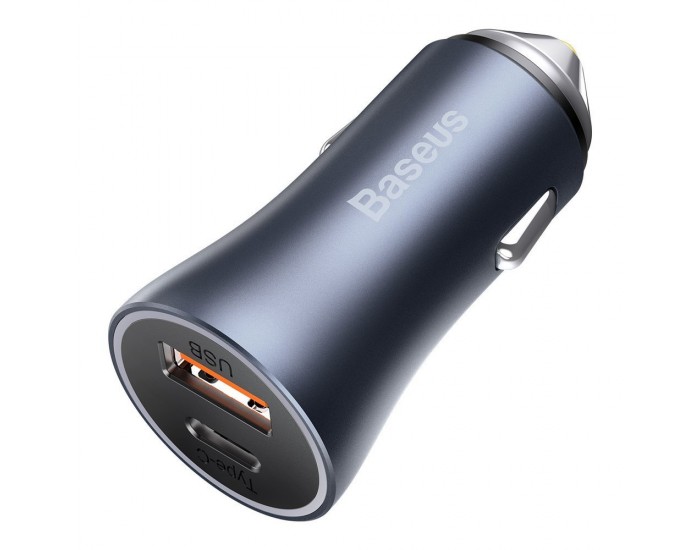 Зарядно за кола Baseus Golden Contactor Pro с USB-C и USB-А изхода 40 W + SCP FCP AFC CCJD-0G - тъмносив