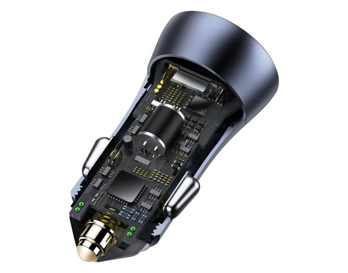 Зарядно за кола Baseus Golden Contactor Pro с USB-C и USB-А изхода 40 W + SCP FCP AFC CCJD-0G - тъмносив