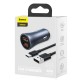Зарядно за кола Baseus Golden Contactor Pro с два USB-A изхода 40W + кабел USB-A към Type-C 1м, сив