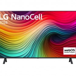Телевизор LG 43NANO81T3A, 43" 4K HDR Smart Nano Cell TV, 3840x2160, DVB-T2/C/S2, AI Alpha 5 Gen7, HDR 10 PRO, webOS 24, ThinQ AI, WiFi, Clear Voice, AI Upscaling, Bluetooth, Hdmi, CI, LAN, AirPlay2, SPDIF, 2 Pole stand, Silver - Офис техника