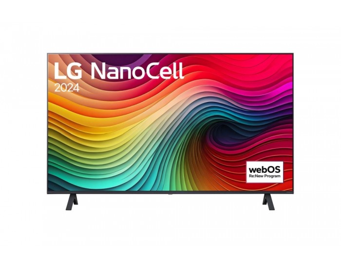 Телевизор LG 43NANO81T3A, 43" 4K HDR Smart Nano Cell TV, 3840x2160, DVB-T2/C/S2, AI Alpha 5 Gen7, HDR 10 PRO, webOS 24, ThinQ AI, WiFi, Clear Voice, AI Upscaling, Bluetooth, Hdmi, CI, LAN, AirPlay2, SPDIF, 2 Pole stand, Silver