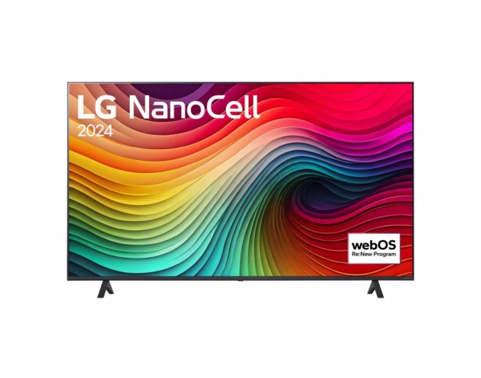 Телевизор LG 65NANO81T3A, 65" 4K HDR Smart Nano Cell TV, 3840x2160, DVB-T2/C/S2, AI Alpha 5 Gen7, HDR 10 PRO, webOS 24, ThinQ AI, WiFi, Clear Voice, AI Upscaling, Bluetooth, Hdmi, CI, LAN, AirPlay2, SPDIF, 2 Pole stand, Silver