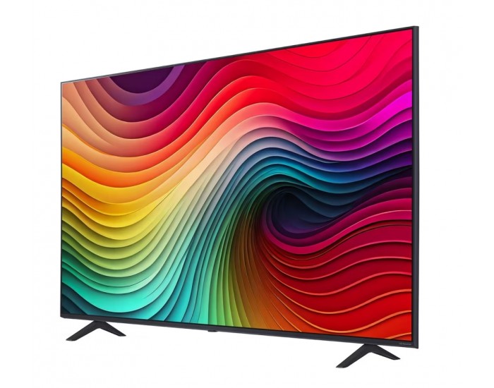 Телевизор LG 65NANO81T3A, 65" 4K HDR Smart Nano Cell TV, 3840x2160, DVB-T2/C/S2, AI Alpha 5 Gen7, HDR 10 PRO, webOS 24, ThinQ AI, WiFi, Clear Voice, AI Upscaling, Bluetooth, Hdmi, CI, LAN, AirPlay2, SPDIF, 2 Pole stand, Silver
