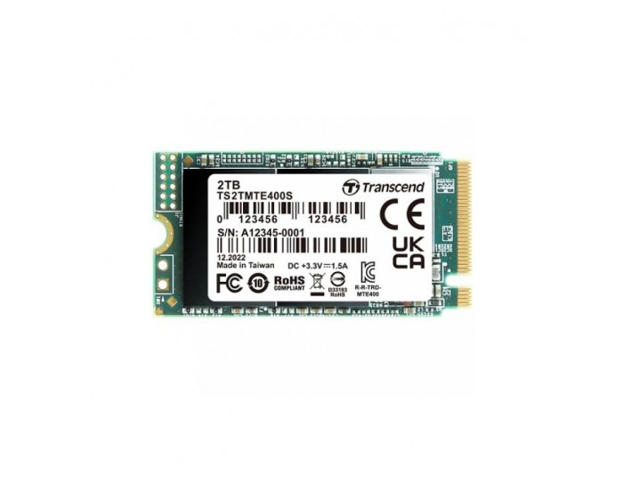 Твърд диск Transcend 2TB, M.2 2242, PCIe Gen3x4, NVMe, 3D TLC, DRAM-less Твърд диск Transcend 2TB, M.2 2242, PCIe Gen3x4, NVMe, 3D TLC, DRAM-less
