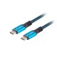 Кабел Lanberg USB-C(M) -> USB-C (M) 4.0 cable 0.5m 100W 8K 30Hz Black-Blue Кабел Lanberg USB-C(M) -> USB-C (M) 4.0 cable 0.5m 100W 8K 30Hz Black-Blue