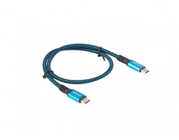 Кабел Lanberg USB-C(M) -> USB-C (M) 4.0 cable 0.5m 100W 8K 30Hz Black-Blue Кабел Lanberg USB-C(M) -> USB-C (M) 4.0 cable 0.5m 100W 8K 30Hz Black-Blue