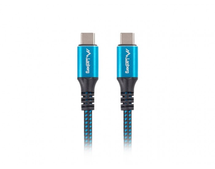 Кабел Lanberg USB-C(M) -> USB-C (M) 4.0 cable 0.5m 100W 8K 30Hz Black-Blue Кабел Lanberg USB-C(M) -> USB-C (M) 4.0 cable 0.5m 100W 8K 30Hz Black-Blue