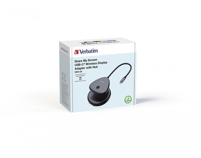 Адаптер Verbatim Share My Screen USB-C Wireless Display Adapter 4K with Hub WDA-02