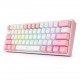 Кабелна/Bluetooth 5/2.4GHz RGB механична геймърска клавиатура Redragon Fizz Pro K616-RGB-WP_RD - бяло/розово