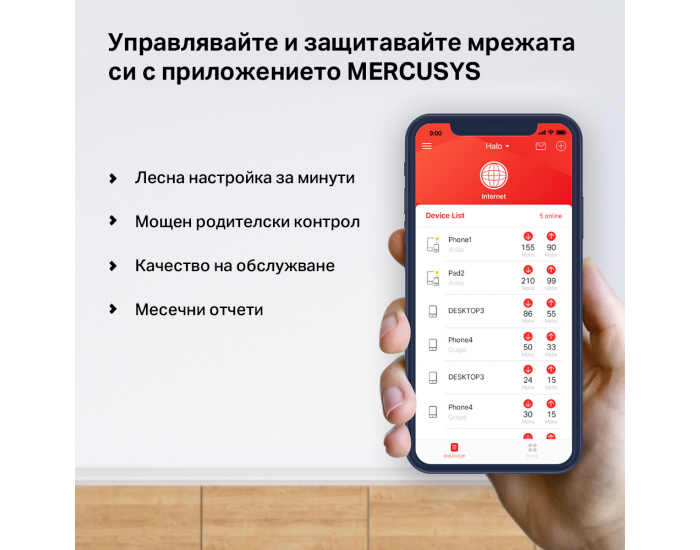 Безжична Wi-Fi Mesh система Mercusys Halo H50G(3-pack) AC1900