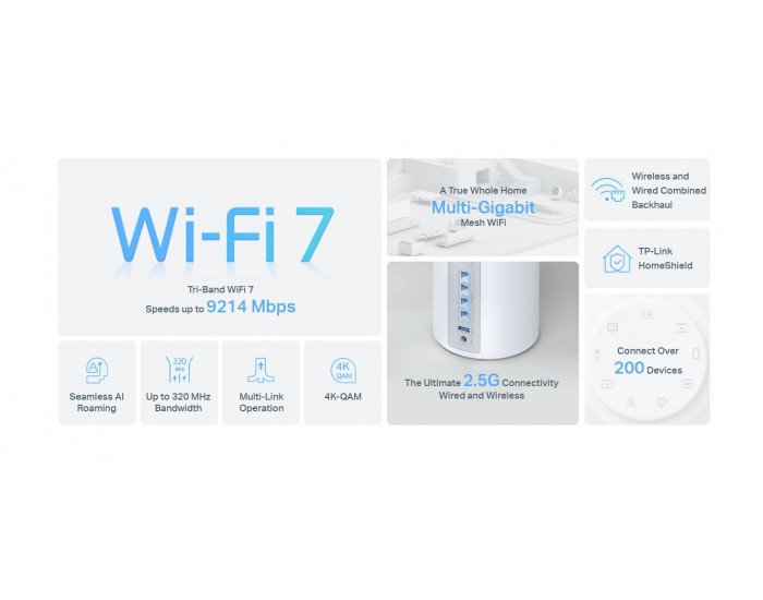 Безжична Wi-fi 7 Mesh система TP-Link Deco BE65(3-pack) BE9300