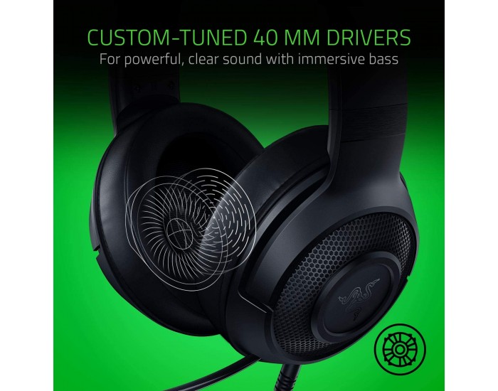 Геймърски слушалки Razer Kraken X Lite с микрофон (за PC, PS4, Xbox One) - черни