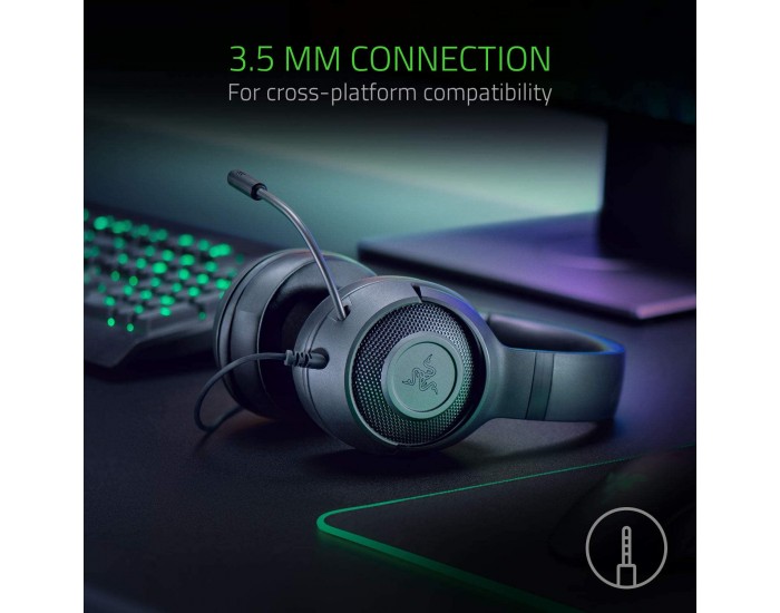 Геймърски слушалки Razer Kraken X Lite с микрофон (за PC, PS4, Xbox One) - черни