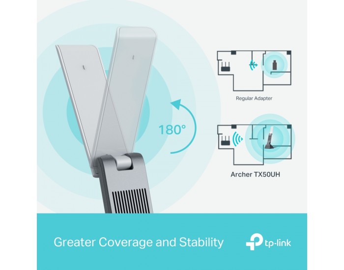 Безжичен USB 2-лентов адаптер TP-Link Archer TX50UH AX3000