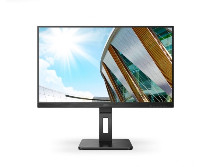 Монитор AOC 27P2Q, 27" IPS WLED, 1920x1080@75Hz, 4ms GtG, 300cd m/2, 1000:1, 50M:1 DCR, Adaptive Sync, FlickerFree, Low Blue Light, 2Wx2, Tilt, Height Adjust, Pivot, Swivel, D-SUB, DVI, HDMI, DP, USB hub