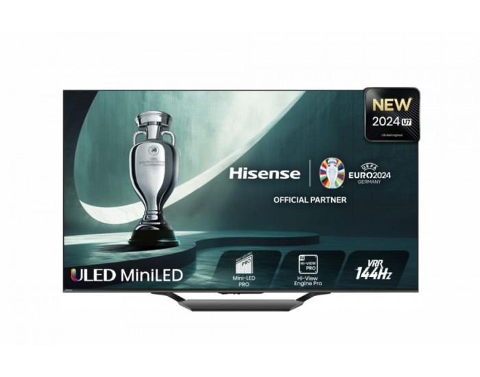 Телевизор Hisense 55" U7NQ, 4K Ultra HD 3840x2160, ULED, FALD, Quantum Dot, 144Hz, IPS, HDR 10+, HLG, Dolby Vision IQ, Dolby Atmos, Smart TV, WiFi 5GHz, WiFi Direct, BT, Anyview Cast, 4xHDMI, 2xUSB, LAN, CI+, DVB-T2/C/S2, Black Телевизор Hisense 55" U7NQ, 4K Ultra HD 3840x2160, ULED, FALD, Quantum Dot, 144Hz, IPS, HDR 10+, HLG, Dolby Vision IQ, Dolby Atmos, Smart TV, WiFi 5GHz, WiFi Direct, BT, Anyview Cast, 4xHDMI, 2xUSB, LAN, CI+, DVB-T2/C/S2, Black