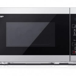 Микровълнова печка Sharp YC-MS02E-S, Fully Digital, Cavity Material -steel, 20l, 800 W, LED Display Blue, Timer & Clock function, Child lock, Silver/Black door, Defrost, Cabinet Colour: Silver - Електроуреди