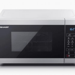 Микровълнова печка Sharp YC-MG02E-S, Fully Digital, Built-in microwave grill, Grill Power: 1000W, Cavity Material -steel, 20l, 800 W, LED Display Blue, Timer & Clock function, Child lock, Silver/Black door, Defrost, Cabinet Colour: Silver - Електроуреди