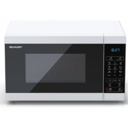 Микровълнова печка Sharp YC-MG02E-W, Fully Digital, Built-in microwave grill, Grill Power: 1000W, Cavity Material -steel, 20l, 800 W, LED Display Blue, Timer & Clock function, Child lock, White door, Defrost, Cabinet Colour: White - Електроуреди
