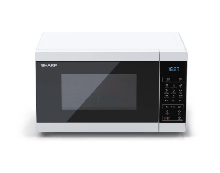 Микровълнова печка Sharp YC-MG02E-W, Fully Digital, Built-in microwave grill, Grill Power: 1000W, Cavity Material -steel, 20l, 800 W, LED Display Blue, Timer & Clock function, Child lock, White door, Defrost, Cabinet Colour: White Микровълнова печка Sharp YC-MG02E-W, Fully Digital, Built-in microwave grill, Grill Power: 1000W, Cavity Material -steel, 20l, 800 W, LED Display Blue, Timer & Clock function, Child lock, White door, Defrost, Cabinet Colour: White