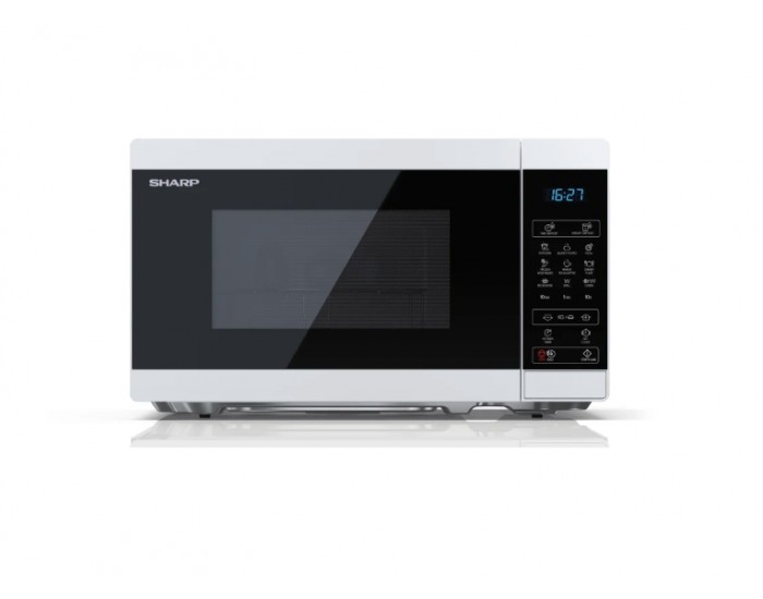 Микровълнова печка Sharp YC-MG02E-W, Fully Digital, Built-in microwave grill, Grill Power: 1000W, Cavity Material -steel, 20l, 800 W, LED Display Blue, Timer & Clock function, Child lock, White door, Defrost, Cabinet Colour: White Микровълнова печка Sharp YC-MG02E-W, Fully Digital, Built-in microwave grill, Grill Power: 1000W, Cavity Material -steel, 20l, 800 W, LED Display Blue, Timer & Clock function, Child lock, White door, Defrost, Cabinet Colour: White