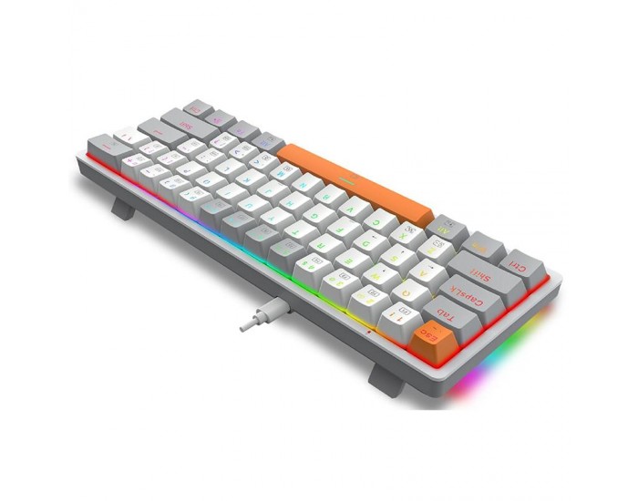 Механична RGB геймърска клавиатура Redragon Akali K642WGO-RGB - сива
