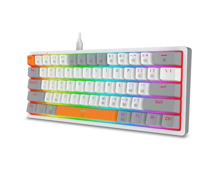Механична RGB геймърска клавиатура Redragon Akali K642WGO-RGB - сива