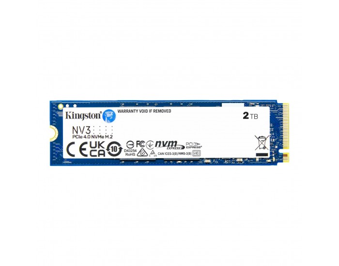 Kingston SSD 2TB NV3 M.2 2280 PCIe 4.0 NVMe SSD , EAN: 740617344783 Kingston SSD 2TB NV3 M.2 2280 PCIe 4.0 NVMe SSD , EAN: 740617344783