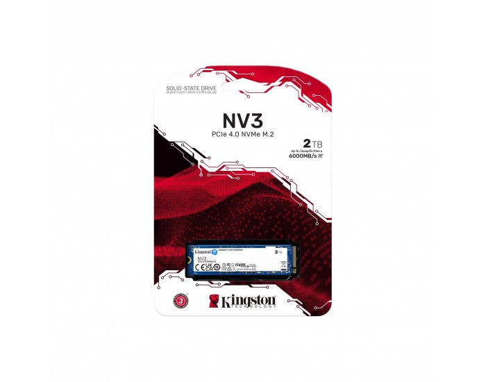 Kingston SSD 2TB NV3 M.2 2280 PCIe 4.0 NVMe SSD , EAN: 740617344783 Kingston SSD 2TB NV3 M.2 2280 PCIe 4.0 NVMe SSD , EAN: 740617344783