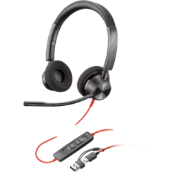 Слушалки HP Poly Blackwire 3320 Stereo Microsoft Teams Certified USB-C +USB-C/A адаптер 8X220AA - Офис техника