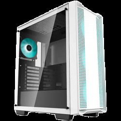 DeepCool CC560 WH V2, Mid Tower, Mini-ITX/Micro-ATX/ATX, 1xUSB3.0, 1xUSB2.0, 1xAudio, 4x120mm Pre-Installed LED Fans, Tempered Glass, Mesh Panel, White - Аксесоари, Кутии, Вентилатори
