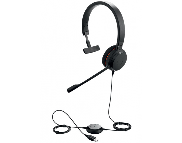 JABRA EVOLVE 20 MS Mono USB Headband, Noise cancelling,USB connector, with mute-button and volume control on the cord, with foam ear cushion, Microsoft optimized JABRA EVOLVE 20 MS Mono USB Headband, Noise cancelling,USB connector, with mute-button and volume control on the cord, with foam ear cushion, Microsoft optimized