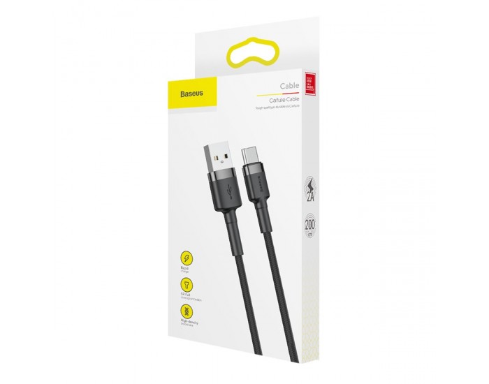 Кабел Baseus Cafule USB-A към USB-C, 2м, черен