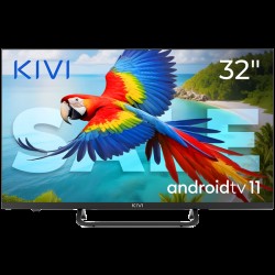 32", Black, HD 2k, Android TV 11, Black, 1920x1080, 60 Hz, AV1, Sound 2x8W, 26 kWh/1000h, Energy E, WiFi5G, BT5.1, 3xHDMI, 2xUSB, Blue Remote, Central stand, 24 months - Телевизори, Проектори, Дисплеи