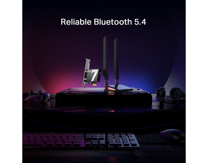 3-лентов Bluetooth 5.4 Wi-Fi7 PCIe адаптер TP-Link Archer TBE550E BE9300