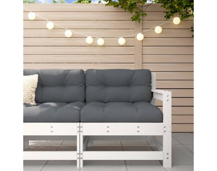 Sonata H Градински стол с възглавници, бял, масивно борово дърво