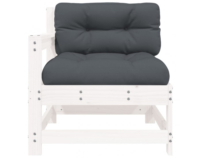 Sonata H Градински стол с възглавници, бял, масивно борово дърво