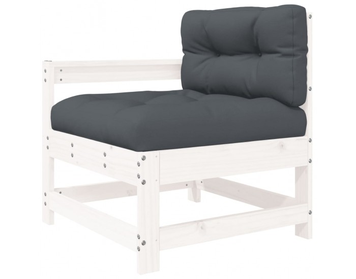 Sonata H Градински стол с възглавници, бял, масивно борово дърво